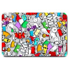 Graffit Characters Seamless Pattern Art Large Doormat by Pakemis