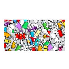 Graffit Characters Seamless Pattern Art Satin Wrap 35  X 70  by Pakemis