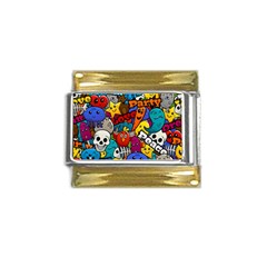 Graffiti Characters Seamless Pattern Gold Trim Italian Charm (9mm) by Pakemis