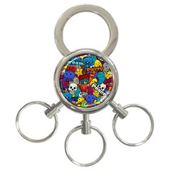 Graffiti Characters Seamless Pattern 3-ring Key Chain by Pakemis