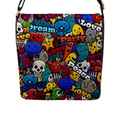 Graffiti Characters Seamless Pattern Flap Closure Messenger Bag (l) by Pakemis