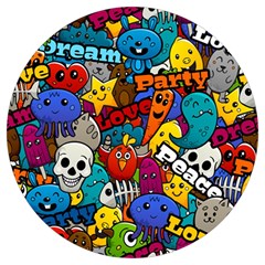 Graffiti Characters Seamless Pattern Round Trivet by Pakemis