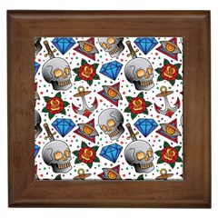 Full Color Flash Tattoo Patterns Framed Tile by Pakemis