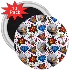 Full Color Flash Tattoo Patterns 3  Magnets (10 Pack)  by Pakemis