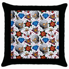 Full Color Flash Tattoo Patterns Throw Pillow Case (black) by Pakemis