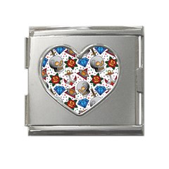 Full Color Flash Tattoo Patterns Mega Link Heart Italian Charm (18mm)