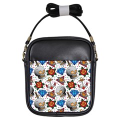 Full Color Flash Tattoo Patterns Girls Sling Bag by Pakemis