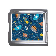 Seamless Pattern Vector Submarine With Sea Animals Cartoon Mega Link Italian Charm (18mm)