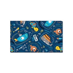 Seamless Pattern Vector Submarine With Sea Animals Cartoon Sticker (rectangular)