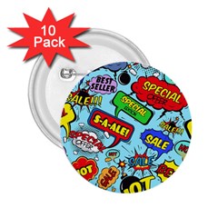 Comic Bubbles Seamless Pattern 2 25  Buttons (10 Pack)  by Pakemis