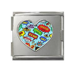 Comic Bubbles Seamless Pattern Mega Link Heart Italian Charm (18mm)