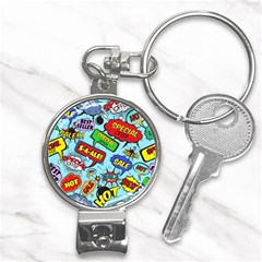 Comic Bubbles Seamless Pattern Nail Clippers Key Chain by Pakemis