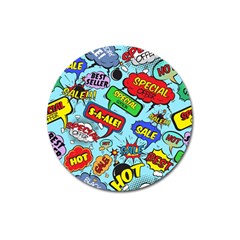 Comic Bubbles Seamless Pattern Magnet 3  (round)