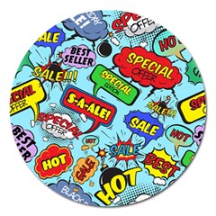 Comic Bubbles Seamless Pattern Magnet 5  (round)