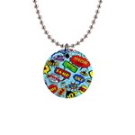 Comic Bubbles Seamless Pattern 1  Button Necklace Front