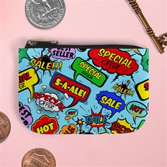 Comic Bubbles Seamless Pattern Mini Coin Purse