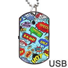 Comic Bubbles Seamless Pattern Dog Tag Usb Flash (one Side) by Pakemis