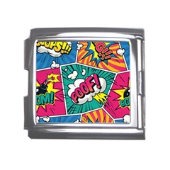 Comic Colorful Seamless Pattern Mega Link Italian Charm (18mm)