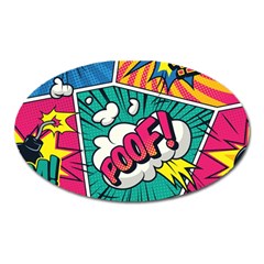 Comic Colorful Seamless Pattern Oval Magnet