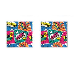 Comic Colorful Seamless Pattern Cufflinks (square) by Pakemis