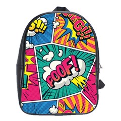 Comic Colorful Seamless Pattern School Bag (large) by Pakemis