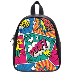 Comic Colorful Seamless Pattern School Bag (small) by Pakemis