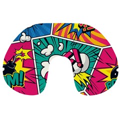 Comic Colorful Seamless Pattern Travel Neck Pillow by Pakemis