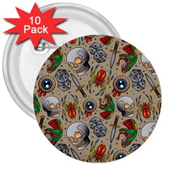 Tattoo Pattern 3  Buttons (10 Pack) 