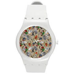 Tattoo Pattern Round Plastic Sport Watch (m)