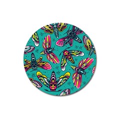 Vintage Colorful Insects Seamless Pattern Magnet 3  (round) by Pakemis