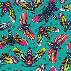 Vintage Colorful Insects Seamless Pattern Play Mat (square) by Pakemis