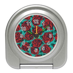 Vintage Floral Colorful Seamless Pattern Travel Alarm Clock by Pakemis