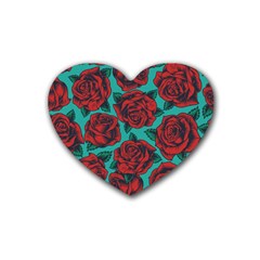 Vintage Floral Colorful Seamless Pattern Rubber Coaster (heart) by Pakemis