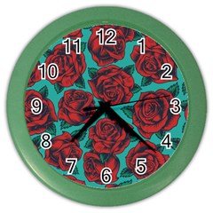 Vintage Floral Colorful Seamless Pattern Color Wall Clock by Pakemis