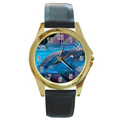 Beautiful  Round Gold Metal Watch by Sparkle