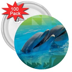 Beautiful Dolphins 3  Buttons (100 Pack)  by Sparkle