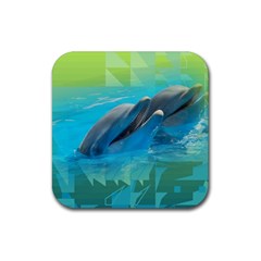 Beautiful Dolphins Rubber Coaster (square) by Sparkle