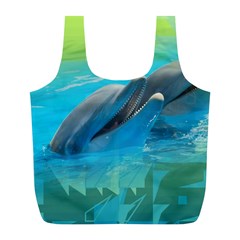 Beautiful Dolphins Full Print Recycle Bag (l) by Sparkle