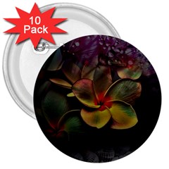 Beautiful Floral 3  Buttons (10 Pack)  by Sparkle