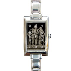 Catholic Motif Sculpture Over Black Rectangle Italian Charm Watch by dflcprintsclothing