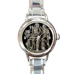 Catholic Motif Sculpture Over Black Round Italian Charm Watch by dflcprintsclothing