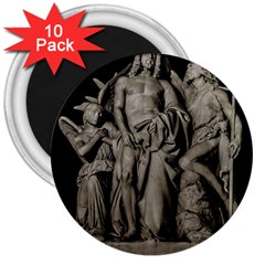 Catholic Motif Sculpture Over Black 3  Magnets (10 Pack) 