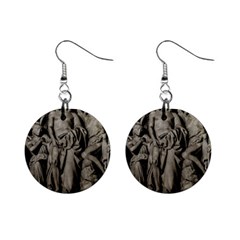 Catholic Motif Sculpture Over Black Mini Button Earrings by dflcprintsclothing