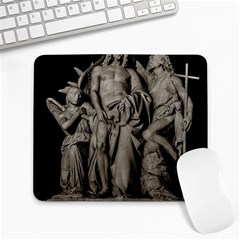 Catholic Motif Sculpture Over Black Large Mousepad by dflcprintsclothing