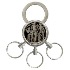 Catholic Motif Sculpture Over Black 3-ring Key Chain