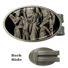 Catholic Motif Sculpture Over Black Money Clips (oval) 