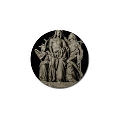 Catholic Motif Sculpture Over Black Golf Ball Marker by dflcprintsclothing