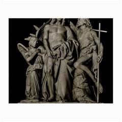 Catholic Motif Sculpture Over Black Small Glasses Cloth by dflcprintsclothing