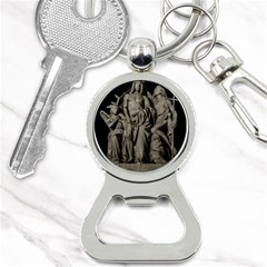 Catholic Motif Sculpture Over Black Bottle Opener Key Chain