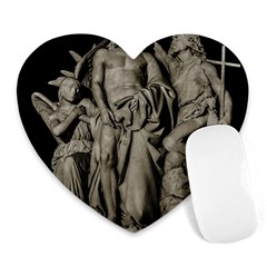 Catholic Motif Sculpture Over Black Heart Mousepad by dflcprintsclothing